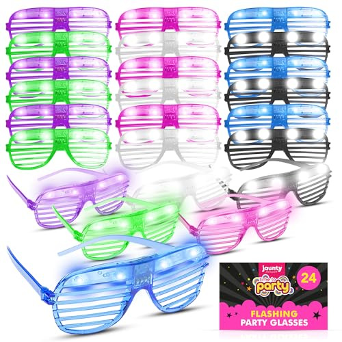 jaunty partyware Occhiali Lampeggianti per Feste con 2 Varianti di Luce a LED Luminosa 24 Pezzi