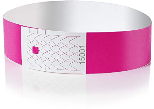 Amazy Bracelets d‘identification (Lot de 500) | numérotés – Bracelets de sécurité imprimables pour contrôler l’accès aux événements et soirées (Rose)
