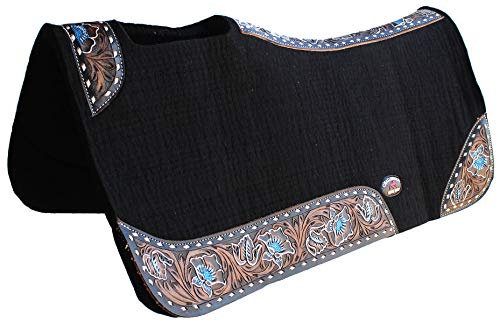 CHALLENGER Sattelunterlage für Pferde, Western-Design, konturiert, Wollfilz, therapeutisch, 39206BK