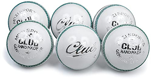 Mozi Sports® Junior Cricket Balls School Youth Leather Hard Balls Weight 4.75oz Pack Of 6 (White)