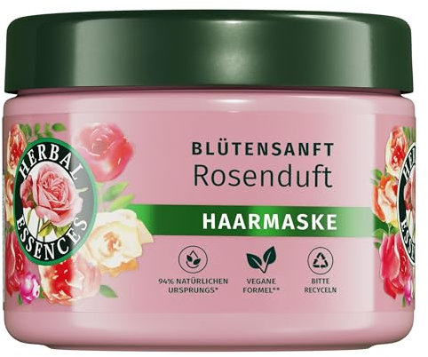 Herbal Essences Masque capillaire au parfum de rose - 300 ml - Des cheveux ternes aux cheveux soyeux et brillants - Avec essence de rose - Ingrédients d'origine naturelle - Végétalien