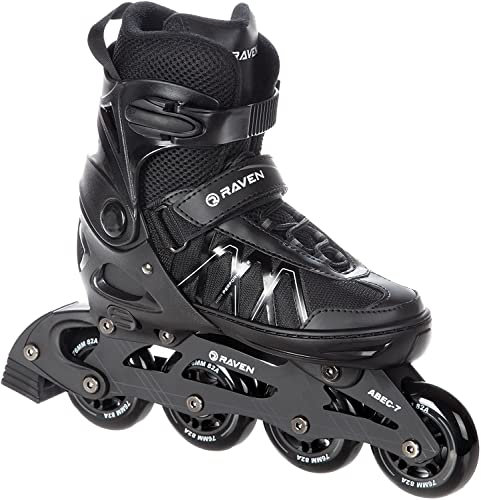 RAVEN Expert Inline Skates Inliner für Kinder und Erwachsene verstellbar (Black, 40-43 (25,5-28cm))