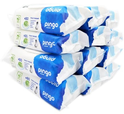 Pack 12 x Toallitas húmedas 100% biodegradables Pingo 80 uds
