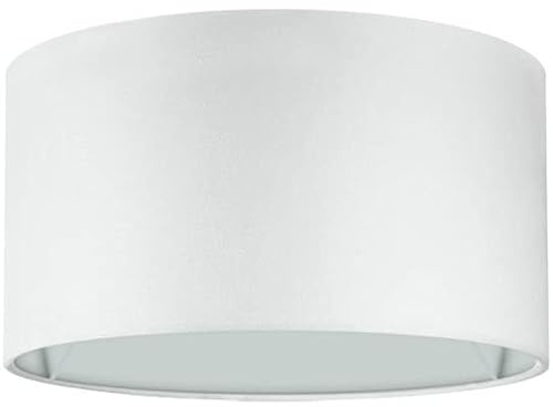 Wogati® Premium Lampenschirm | Ø40cm x 25cm Höhe | Farbe: Weiß | E14/E27 | rund | Baumwolle | für Stehlampen, Hängelampen, Tischlampen, Deckenlampen