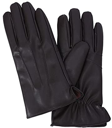 NOVBJECT Herren Lederhandschuhe Winter Full Hand Touchscreen Leder Fahren Klassische Warm Kaschmir Futter Outdoor Handschuhe (Braun, M)
