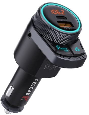 Feegar Q300 Pro FM-sändare Bluetooth Stereo AUX Auto-Search QC3.0 PD 38W USB billaddare HD Mikrofon Typ C PD 3.0/4.0 Siri Assistant Visar spänningsstatus i bilen