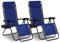 SereneLife Zero Gravity Lounge Chair, Adjustable Steel Mesh Recliners, with Removable Pillows and Cup Holder Trays, Side Tables, Set of 2, Blue