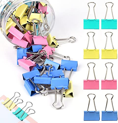 100 Pezzi Binder Clips 25mm Foldback Clips in metallo Doppio Fermacarte 4 Colori