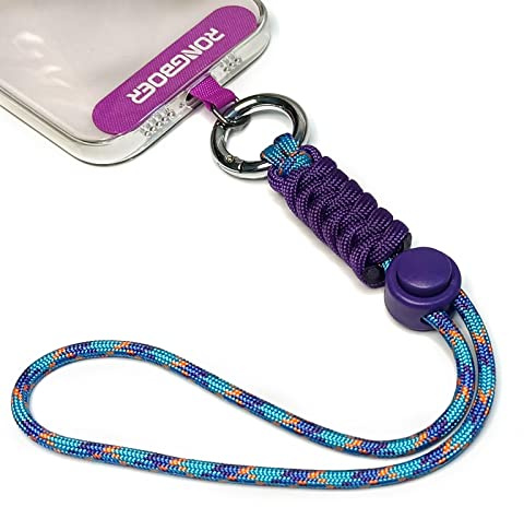 Rongboer Cell Phone Lanyard - Wrist Strap for Women, Phone Bracelet, Camera Wrist Lanyard, Short Wrist Lanyard for Keys, Keychain Lanyard - Purple Blue