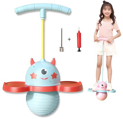 Pogo-Stick, Pogo ball, Hüpfball Springstöcke - Balance, Koordination und Spaß! | pogo-ball kinder, Fitness- und sensomotorisches Trainingsgerät | Verstellbarer Griff, 200 kg Tragfähigkeit (Blau)