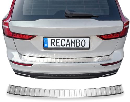 RECAMBO Protezione per paraurti in acciaio inox lucido, look cromato, compatibile con Volvo V60 2, anno di costruzione dal 2018, styling e protezione per il paraurti
