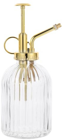 Yardwe Plant Mister Watering Spray Bottle Glass Vintage Watering Can Pot Garden Flower Sprayer with Top Pump (Clear)