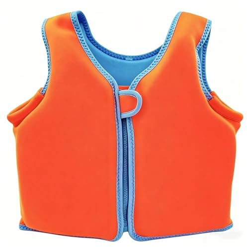 WEISHIDAI Kids Swim Vest, Neoprene Swimsuit, Swimming Training Aid with Zipper, Great for Boys Girls(Orange,L (5-6 Years))