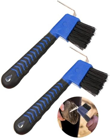 HZAOPZE 2 pcs Hufauskratzer mit Bürste 2 in 1 Hufauskratzer Pferdepflege Zubehör Hufkratzer Antirutschgriff Pferd für Saubere Hufe zur Hufpflege und Klauenpflege, Rutschfestes Texturdesign