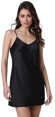 Lovable Sottoveste Elegance in Satin | Spalline Sottili Regolabili | Sensuale Effetto Seta | Pigiameria, Sotto Abiti e Look da Sposa | Donna, Nero, XL