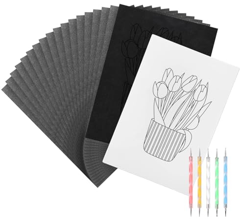 Rbleote 300 Blatt Pauspapier A4 Schwarz Transferpapier Kohlepapier 21x 29,7cm Geeignet Für Holz Papier Leinwand Inkl 5 Prägestifte