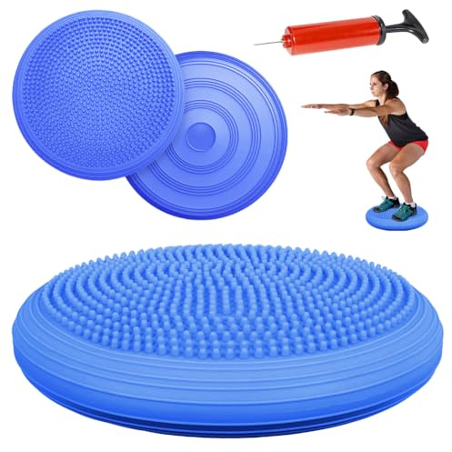 CEWROM Balance Kissen Ballsitzkissen für Koordinations Rückentraining, Orthopädisches Sitzkissen, Durchmesser Von 34 cm, Orthopädischer Gleichgewichtskissen, Bürokissen, Yoga -Sportkissen (Blau)