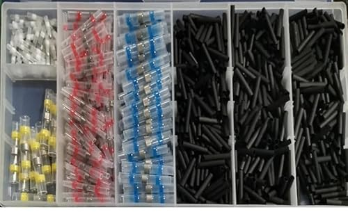Kit de conectores de cable termorretráctiles con manguito de sellado de soldadura de 800 piezas/caja, terminales de cable a tope, conectores eléctricos impermeables, kit de empalme