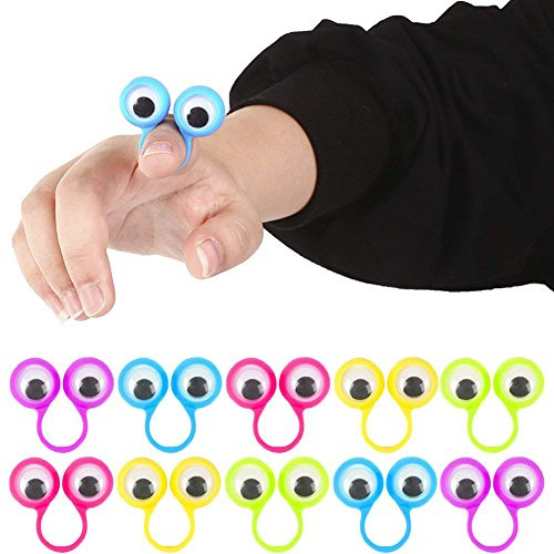 3 OTTERS Finger Puppets for Party Favors, Googly Eye on Rings for Kids