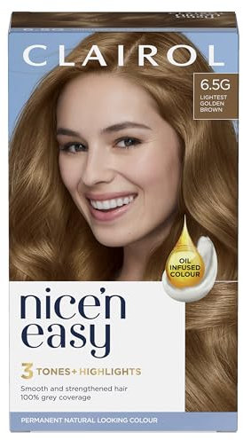 Clairol Nice'n Easy Crème, Natural Looking Oil Infused Permanent Hair Dye, 6.5G Lightest Golden Brown