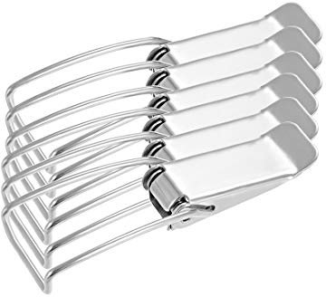 sourcing map Fermeture à Levier Fermoir 201 Acier Inox Ressort Chargé Basculer Loquet Capture Pince 86mm, 6pc