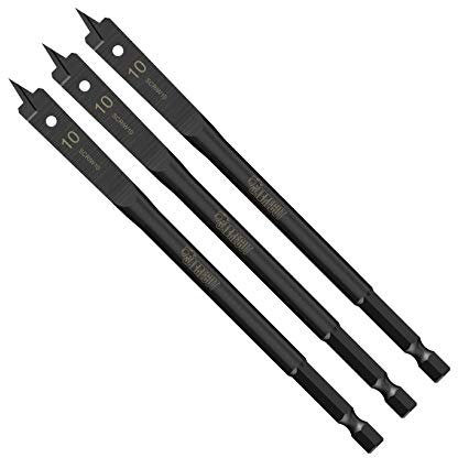 3 x SabreCut SCRIW10_3 10mm x 152mm Impact Rated Flat Wood Spade Bits for Softwood Hardwood Chipboard