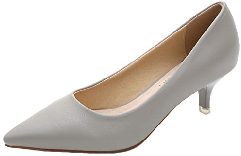 WUIWUIYU Femme Bout Pointu Escarpins Classique/Bureau/Soiree de Chaussures -Gris 43