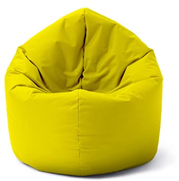 Lumaland Puff Pera Redondo Grande 120 x 80 x 75 cm | Sillón Relax Impermeable para Interior & Exterior | Mueble Ideal para Salón, Jardin y Terraza | con Relleno Incluido 300l [Amarillo]