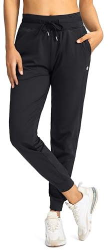 G Gradual Women's Joggers Pants with Zipper Pockets High Waisted Athletic Tapered Sweatpants for Women Workout Lounge (Black, Large)