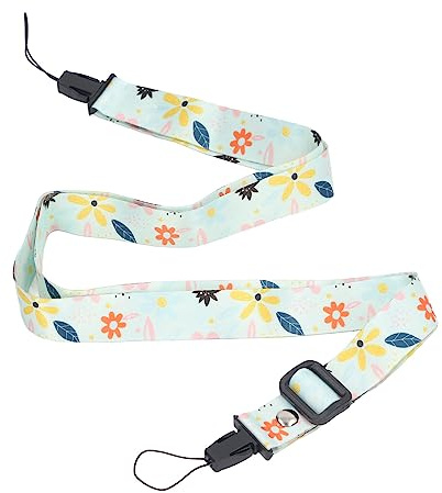 Kamerahalsrem, 1,2 M Tryckt Mönster Kamerahalsaxelrem Justerbar Kamerarem för Mini 12 11 8 9 Kamera (Gröna bakgrundsblommor)
