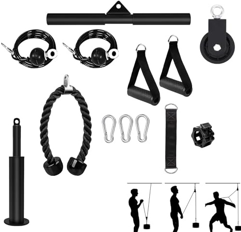 FFitness SISTEMA DI PULEGGIA DA PALESTRA CAVO DI TRAZIONE CARRUCOLA PULLEY ACCESSORI FITNESS 13 PEZZI CASA PALESTRA MULTIFUNZIONE TORRE DI TRAZIONE