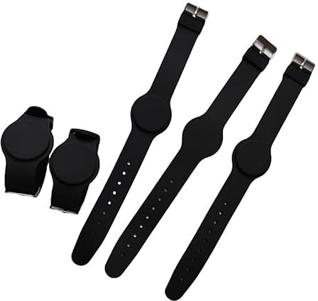 JYJRFID Lot de 5 bracelets étanches 13,56 MHZ CLASSIC 1K RFID en silicone étanche, bracelet en silicone NFC, bracelet réglable RFID (noir)