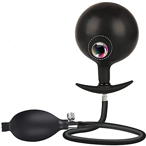 Inflatable Anal Plug with Built-in Steel Ball - Expandable Silicone Vaginal & Anal Dilator for Women, Prostate Massager for Men - Leakproof Ring and Metal Connector Stimulating Sex Toy