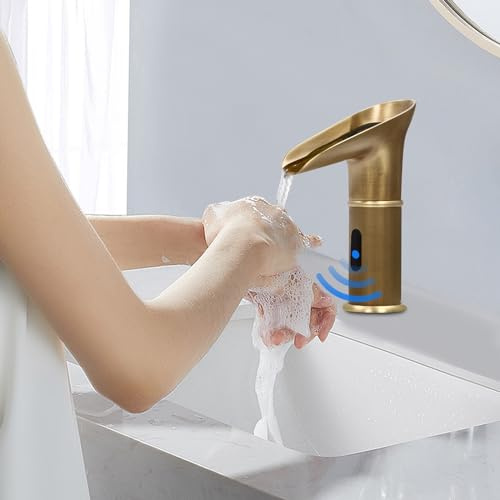 Grifos con sensor, sensor automático mezclador de baño mezclador, color antiguo sensor infrarrojo grifo de agua baño, cobre