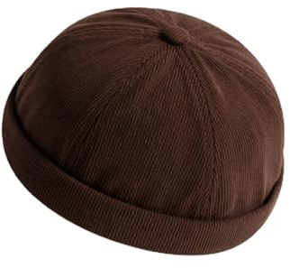 Unisex Docker Cap Mössor, Mjuk Bomull Skullcap Mössa, Brättlös Arbetare Sjöman Keps, Justerbar Retro Rullad Manschett, Kardborrefäste, one size