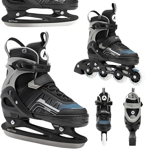 ATTABO Bladeroll 2-in-1 Kinderschlittschuhe & Inline Skates – Verstellbar, mit Wechselkufe, ABEC-7-Lager, Aluminiumrahmen & TPR-Bremse, Komfort & Sicherheit für Kinder