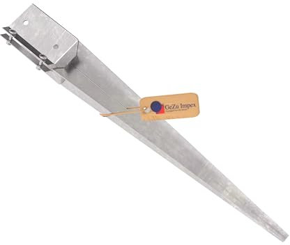 GeZu Impex Ajustable Soporte de Poste de Impacto 75x75x600mm Galvanizado en Caliente Anclaje de Punta para Suelo Soporte de Poste para Valla