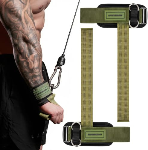 MANUEKLEAR - Correas de tracción para entrenamiento de fuerza para mujeres y hombres, 2 en 1 con anillo en D para entrenamiento de máquina de cables, ayudas de gimnasio para levantamiento de pesas