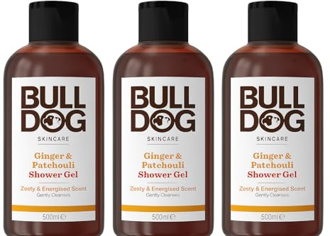 BULLDOG SKINCARE - Ginger and Patchouli Shower Gel 500ml Zesty and Energising Scent 3 x Pack