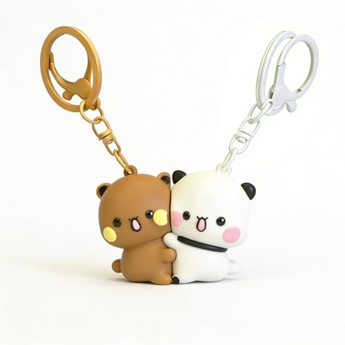 YOKUSHI 2 Pcs Bubu and Dudu Cute Keychains, Magnetic Matching Couples Stuff Key Chains for Women Backpacks Boyfriend Girlfriend Valentine's Day Gifts