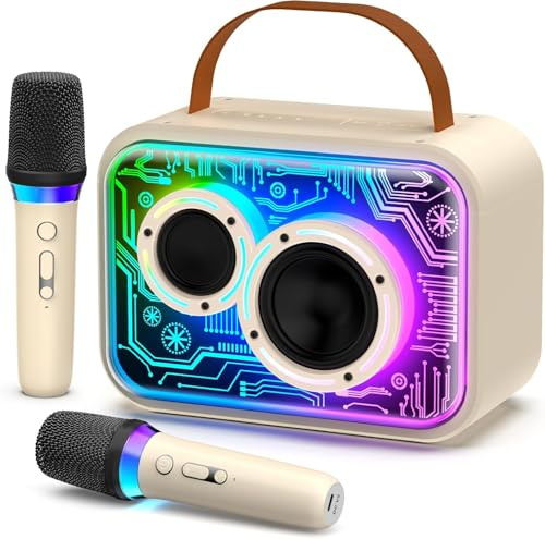 JYX máquina de Karaoke 2 micrófonos: Sistema de Karaoke con 2 micrófonos de Karaoke - Caja de Karaoke de Fiestas Bluetooth portátil - micrófono con PA - Regalo