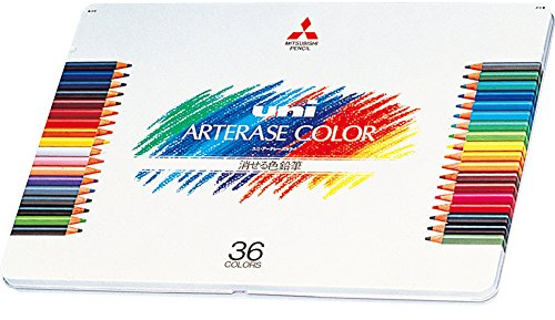 Mitsubishi Pencils UAC36C Erasable Colored Pencils, Uniateraise Colors, 36 Colors