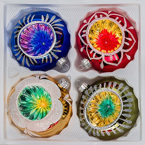 4 pezzi Vetro-palline di Natale Set 10 cm diametro lucido Vintage style palle di Natale - Decorazioni natalizie-Natale 10 cm diametro
