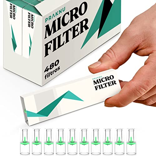 Praknu 480 Zigarettenfilter Anti Teerfilter 8mm - Platzsparend in 10er Boxen - Mikrofilter Aufsatz für Zigaretten 48 x 10 Stück - Zigarettenspitze für Regular - Zigarettenfilter Aufsatz aus Plastik