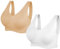 SIMIYA Super Comfort Bra, Womens Sports Bras Removable Pads Plus Size Sleep Bras for Girls in Yoga Bralette Leisure Stretch Crop Tops Vest (XXL, 2 Pack White+Beige)
