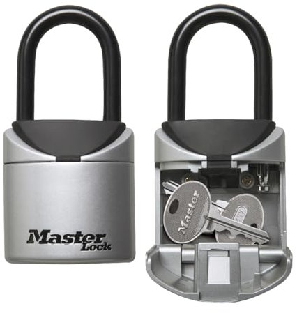 Master Lock Mini Portable Key Safe, 5406EURD, Key Lock Box with Shackle, Gray, 13,5 cm x 7 cm x 3,2 cm