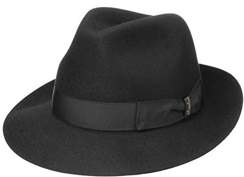 Borsalino Alessandria Superior Hårfilthatt Herrar - Made in Italy Fedora herrhatt med foder, grosgrain band Sommar-Vinter - 59 cm svart