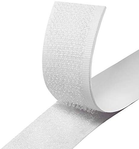 Hook and Loop Strip Tape, 8M Self-Adhesive Sticky Back Fastening Tape, 20mm Wide (White)