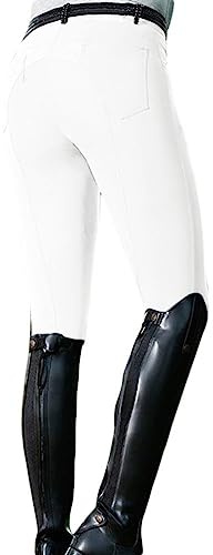 Minetom Reithose Mit Elastischen Damen Winterreitleggings Für Reiter Elastische Jodhpurhose Tights Für Reitschule Reitsport Reitleggins Weiß M