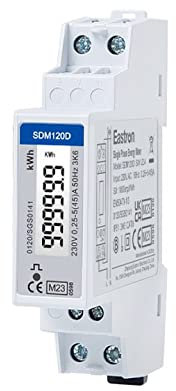 EASTRON SDM120D-MID Compteur d'utilisation d'électricité monophasé Sortie d'impulsion 1000 imp 45 A kWh, rail DIN à faible coût avec impulsions et écran LCD (sans rétroéclairage) Certifié MID/Calibré